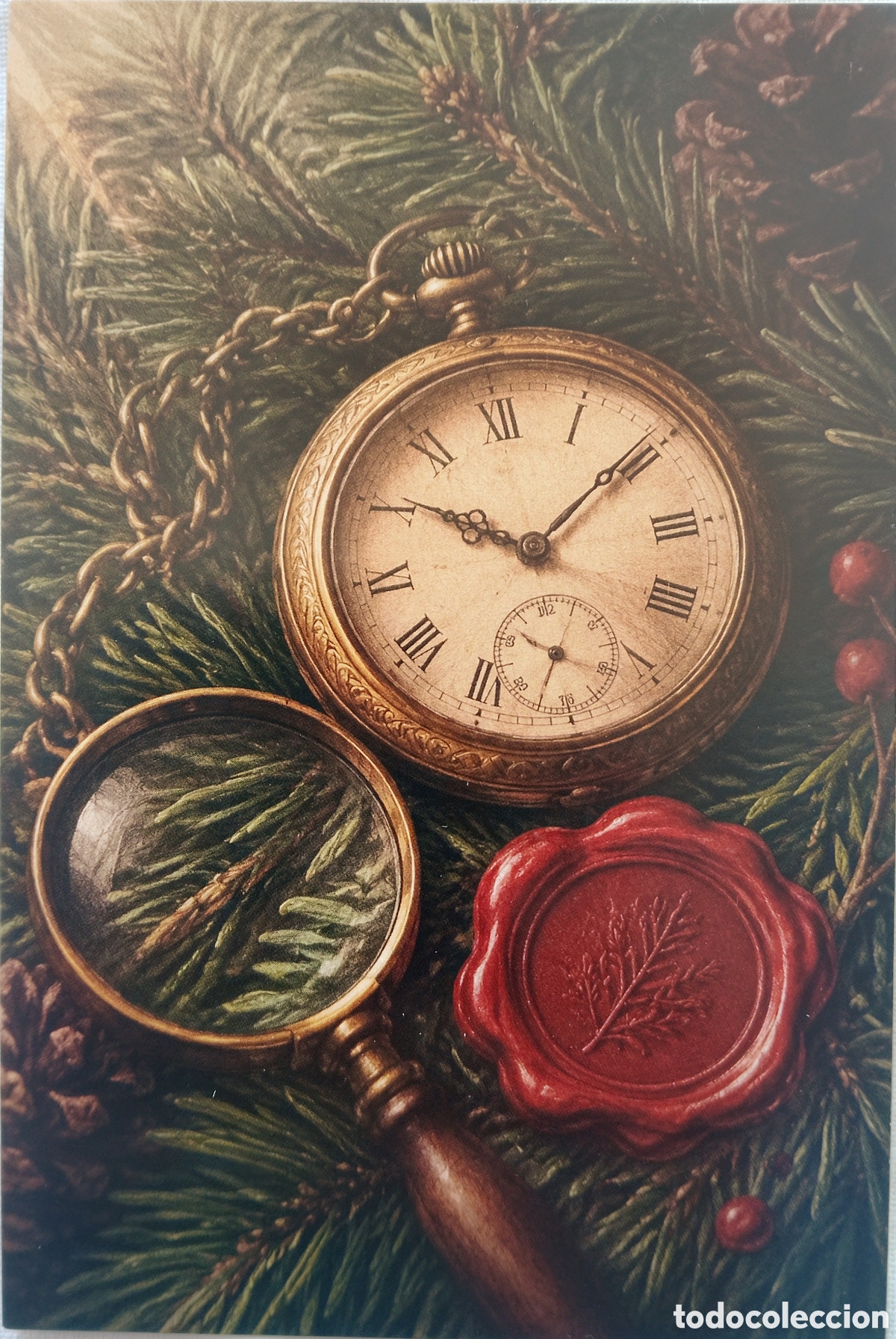 Postales: POSTAL NAVIDAD - DETALLE RELOJ LUPA VELA - ESTILO ANTIGUO