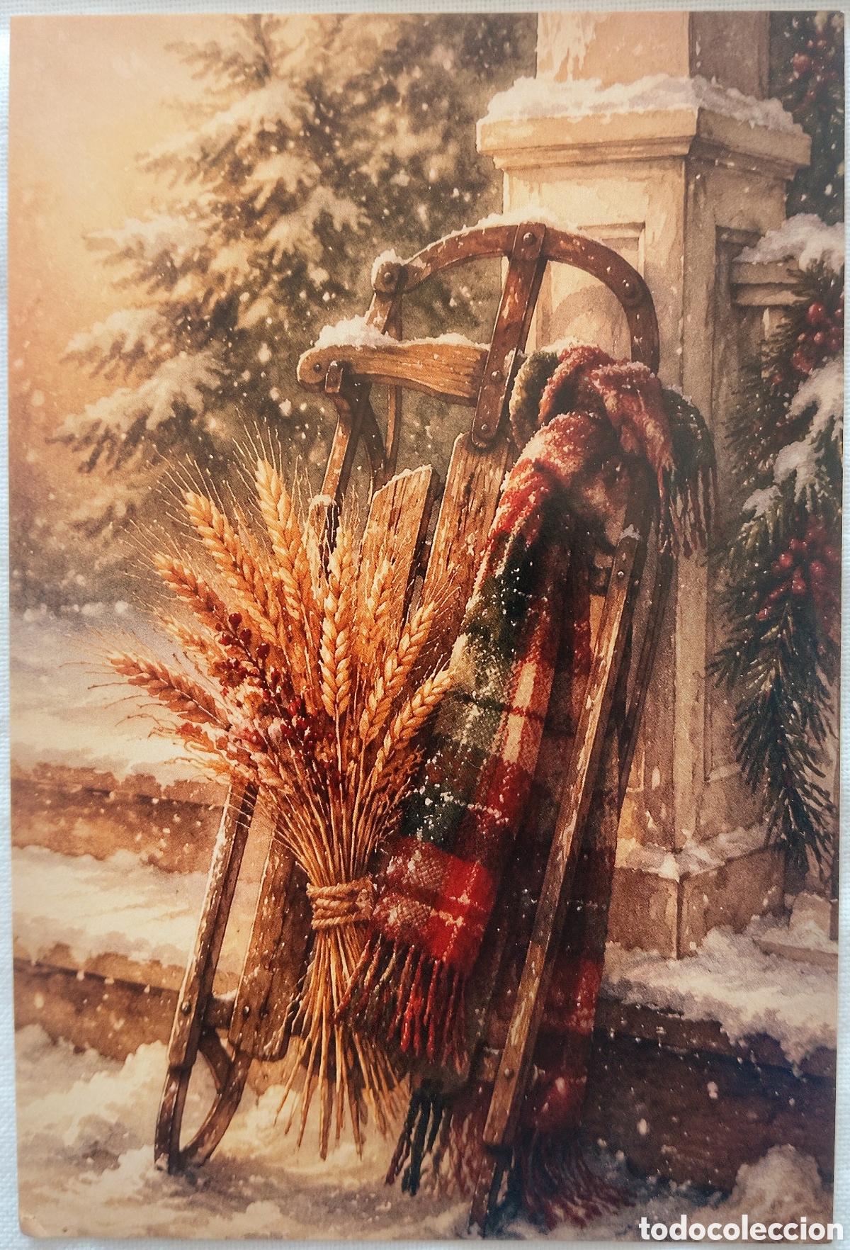 Postales: POSTAL NAVIDAD - TRINEO PAISAJE NEVADO - ESTILO ANTIGUO