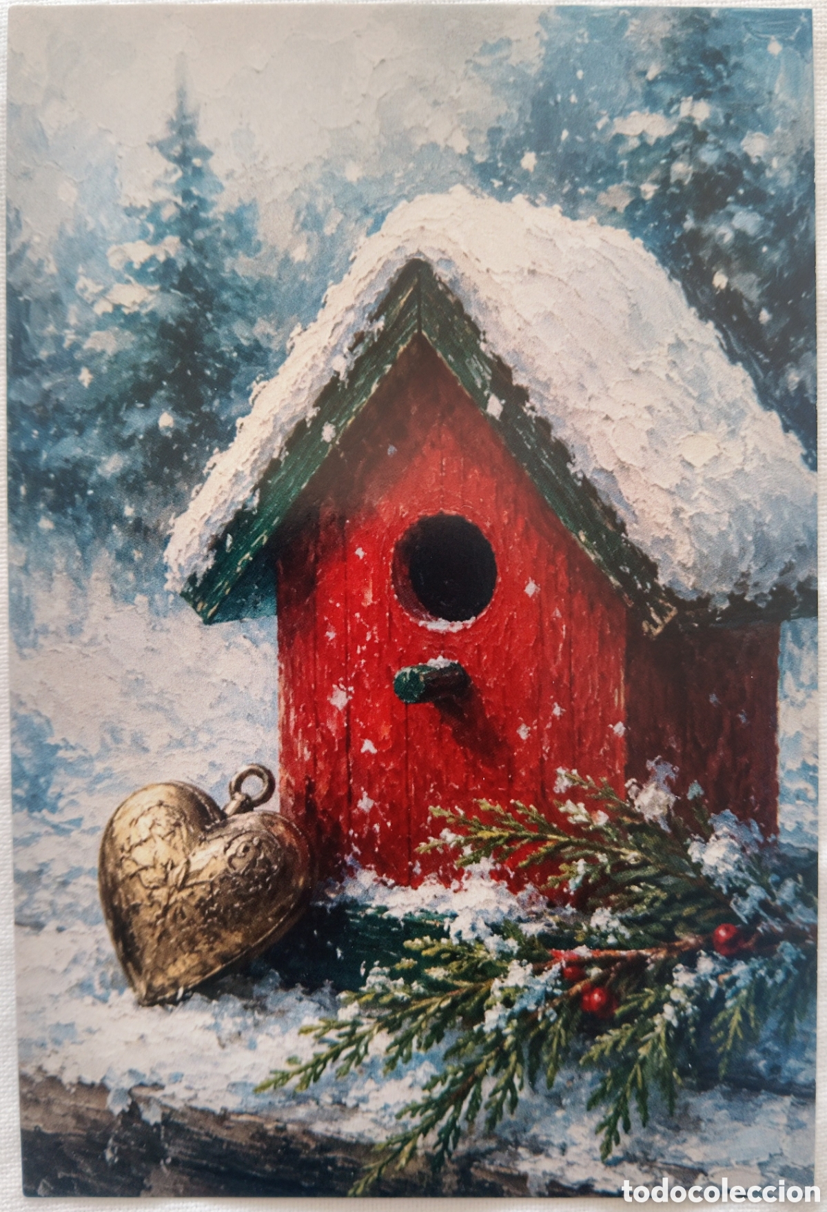 Postales: POSTAL NAVIDAD - DETALLE CASITA PAJARITOS PAISAJE NEVADO - ESTILO ANTIGUO