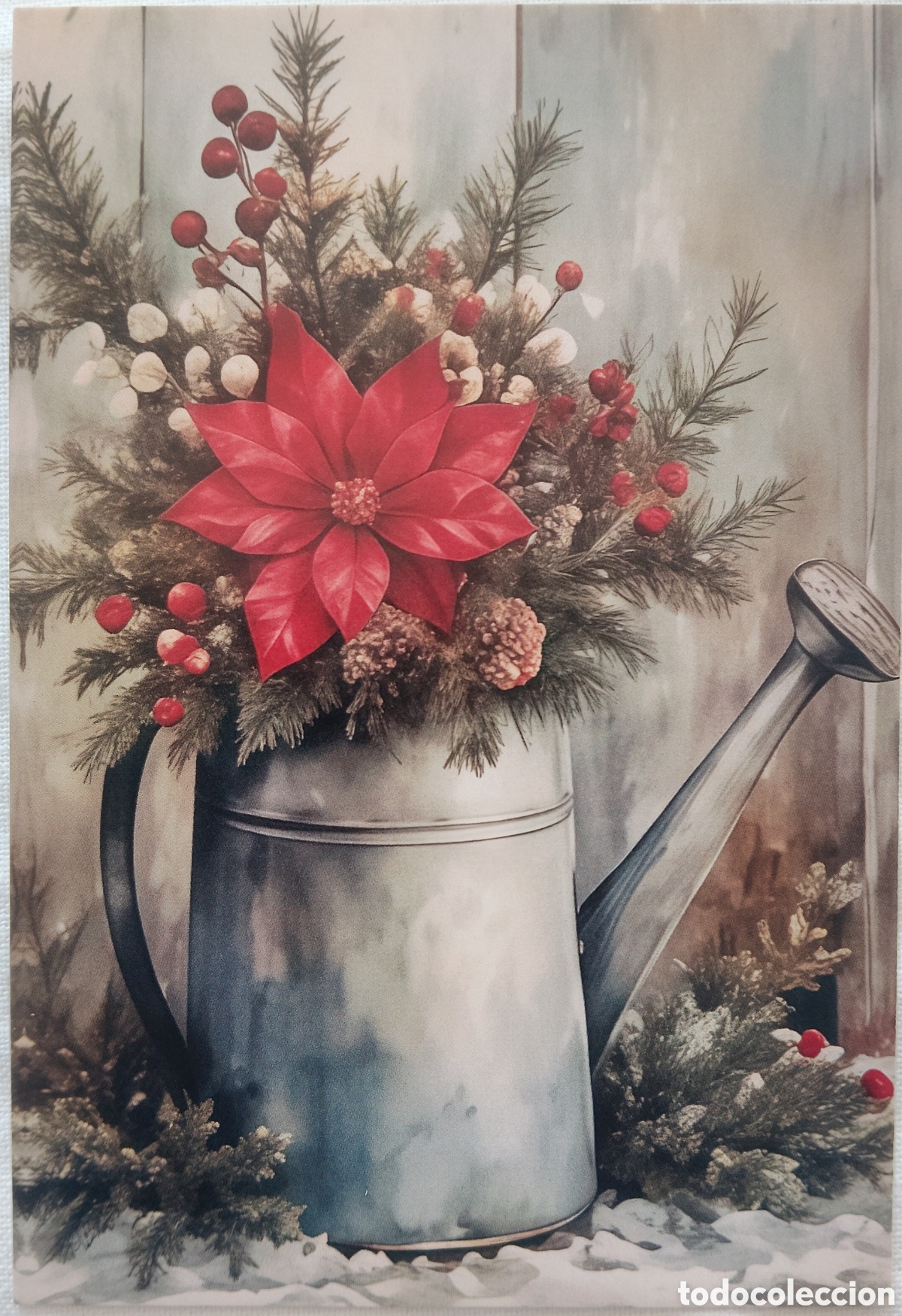 Postales: POSTAL NAVIDAD - DETALLE REGADERA FLOR DE PASCUA ADORNOS - ESTILO ANTIGUO