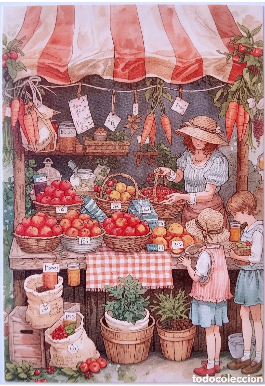 Postales: POSTAL - PUESTO MERCADO VERDURAS FRUTAS - ESTILO ANTIGUO