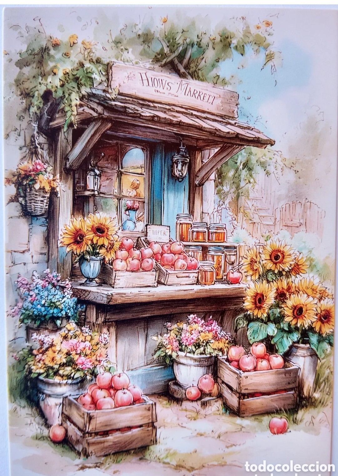 Postales: POSTAL - PUESTO MERCADO FRUTAS FLORES - ESTILO ANTIGUO