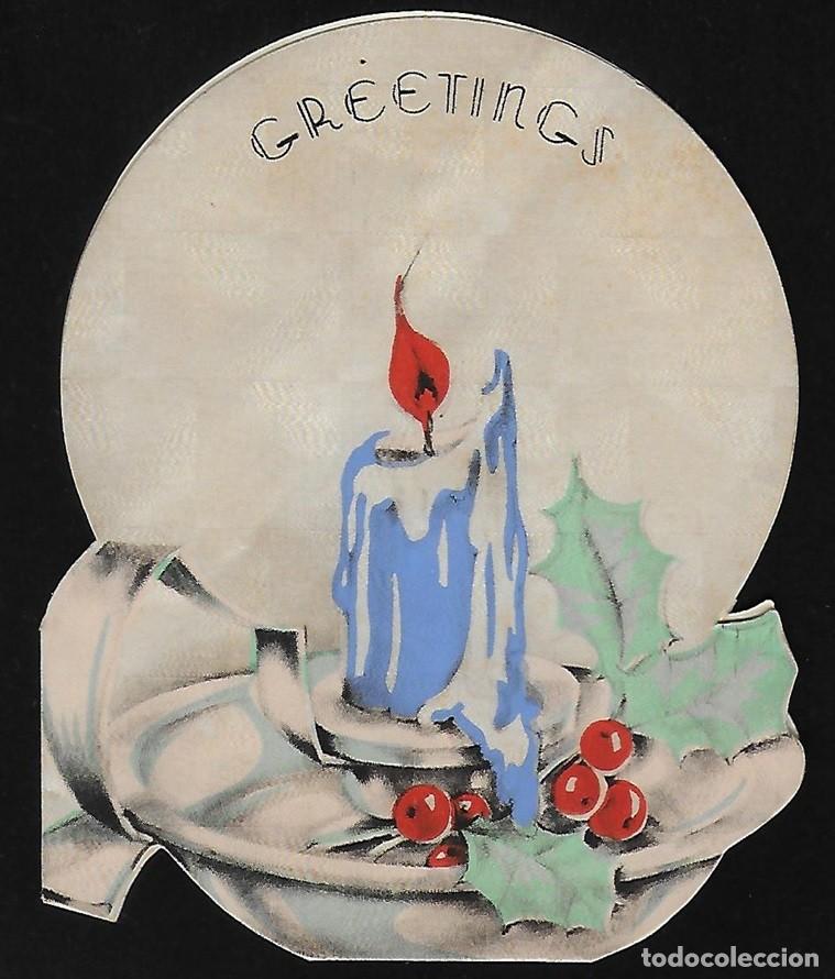 Postales: 7320S -PRECIOSA,ANTIGUA,POSTAL TROQUELADA-MIENTRAS LA VELA ARDE-DOBLE 13,5X11- DIBUJO INTERIOR