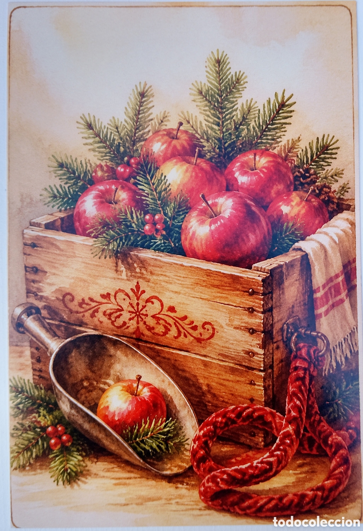 Postales: POSTAL NAVIDAD - DETALLE CAJA MANZANAS - ESTILO ANTIGUO