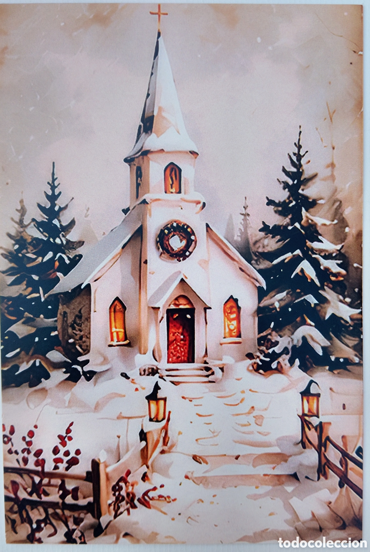 Postales: POSTAL NAVIDAD - IGLESIA PAISAJE NEVADO - ESTILO ANTIGUO