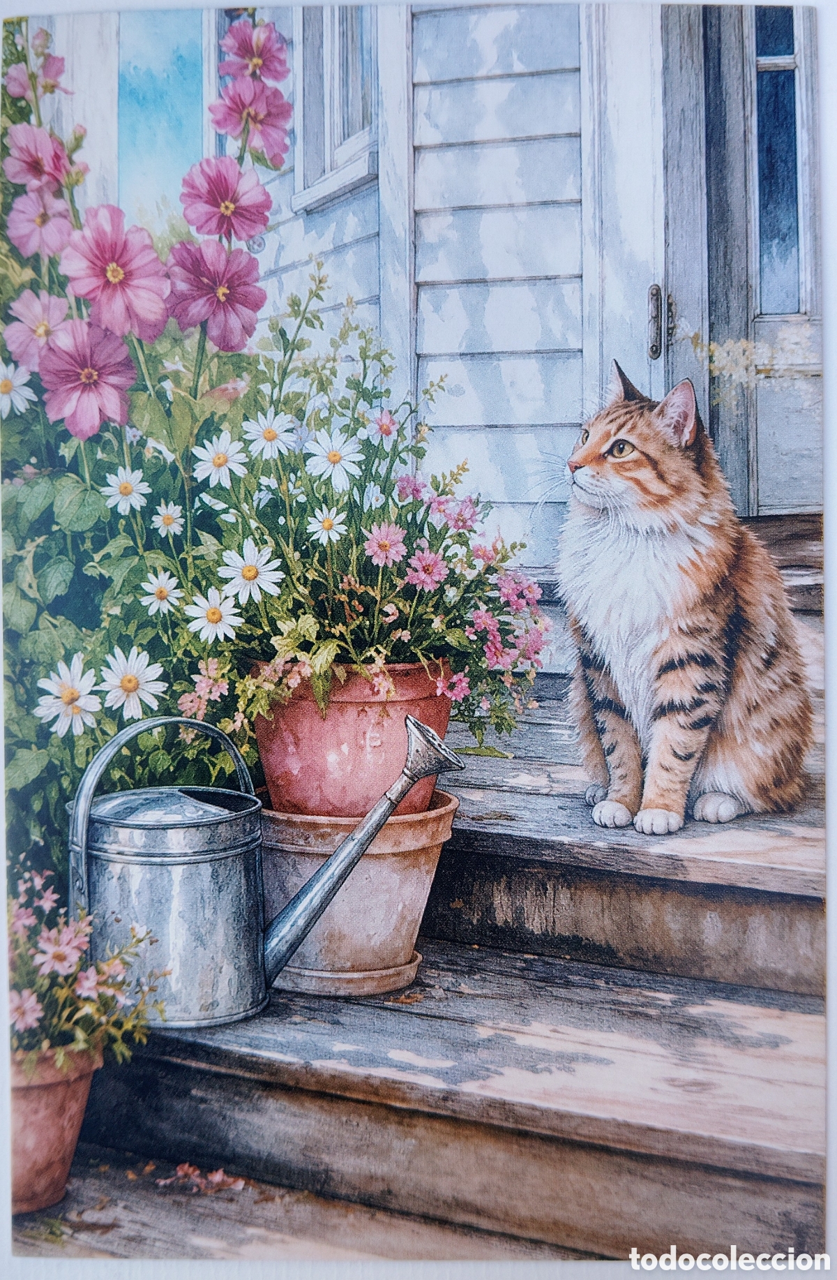 Postales: POSTAL - GATO GATITO FLORES - ESTILO ANTIGUO