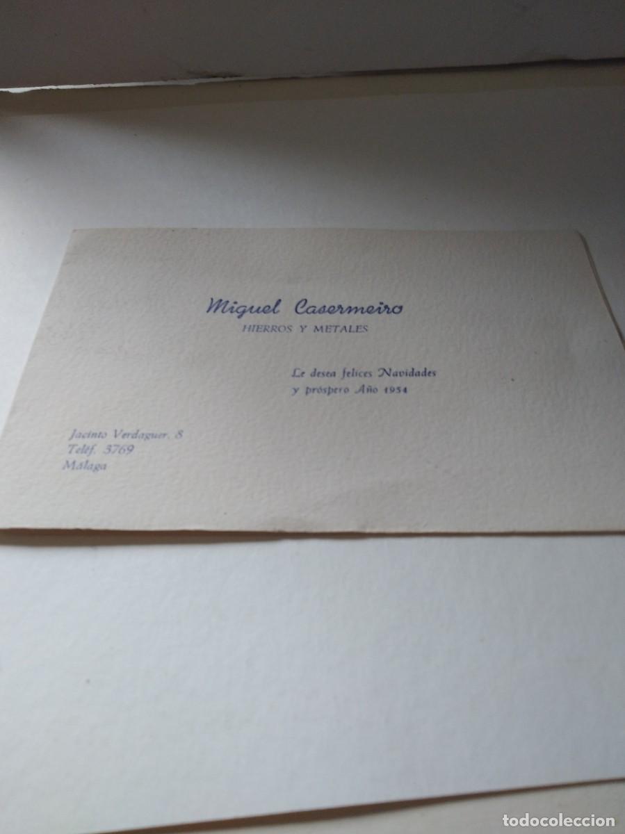 Postales: MIGUEL CASERMEIRO HIERROS Y METALES FELICITANDO MALAGA 1954
