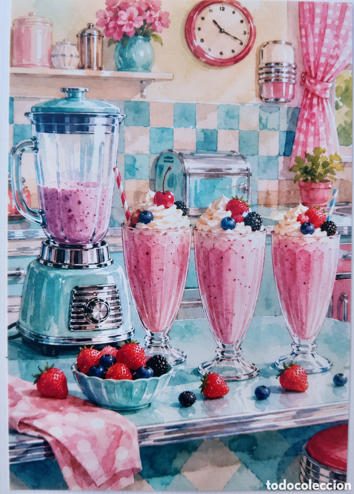Postales: POSTAL - ESCENA COCINA BATIDOS FRUTA - ESTILO ANTIGUO