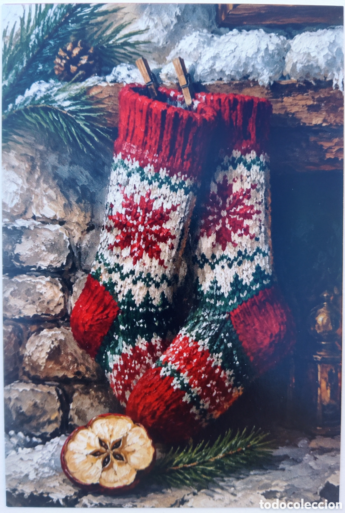 Postales: POSTAL NAVIDAD - ESCENA HOGARE&Ntilde;A DETALLE CALCETINES - ESTILO ANTIGUO