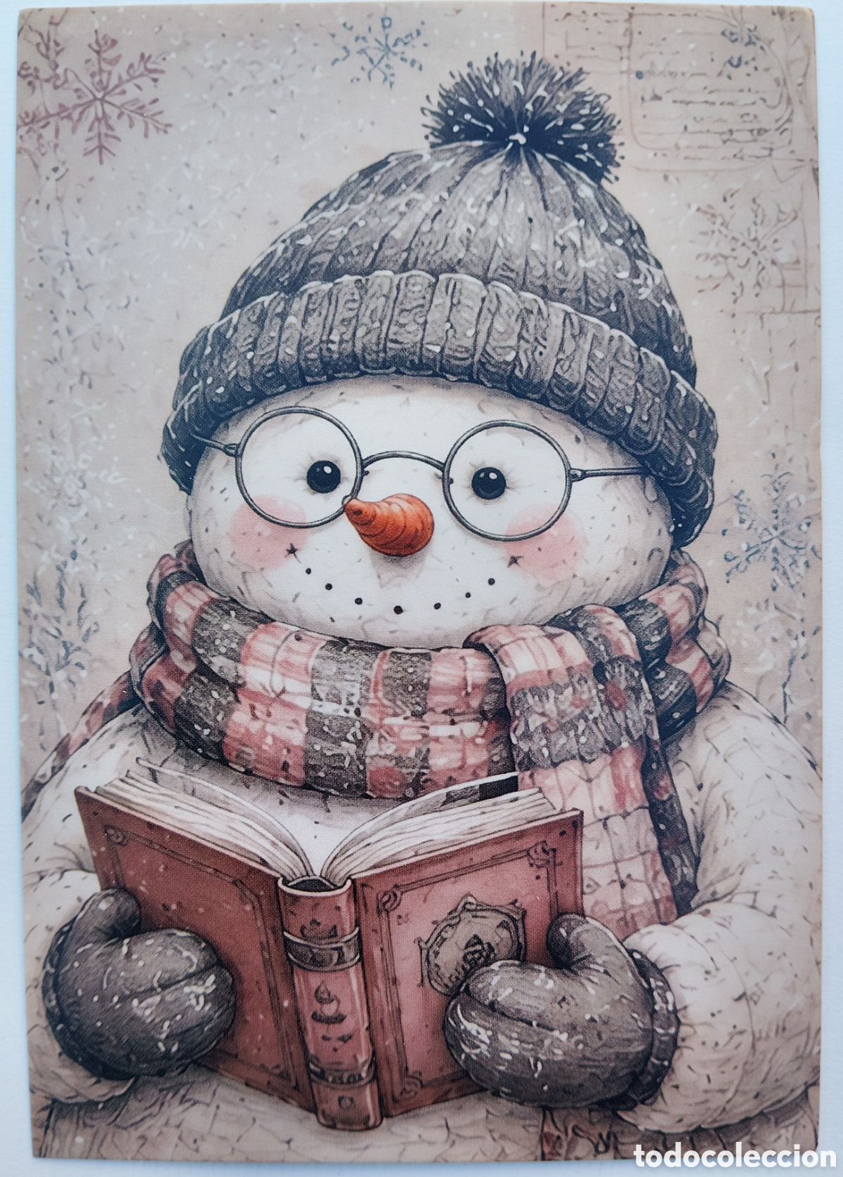 Postales: POSTAL NAVIDAD - MU&Ntilde;ECO DE NIEVE LIBRO - ESTILO ANTIGUO