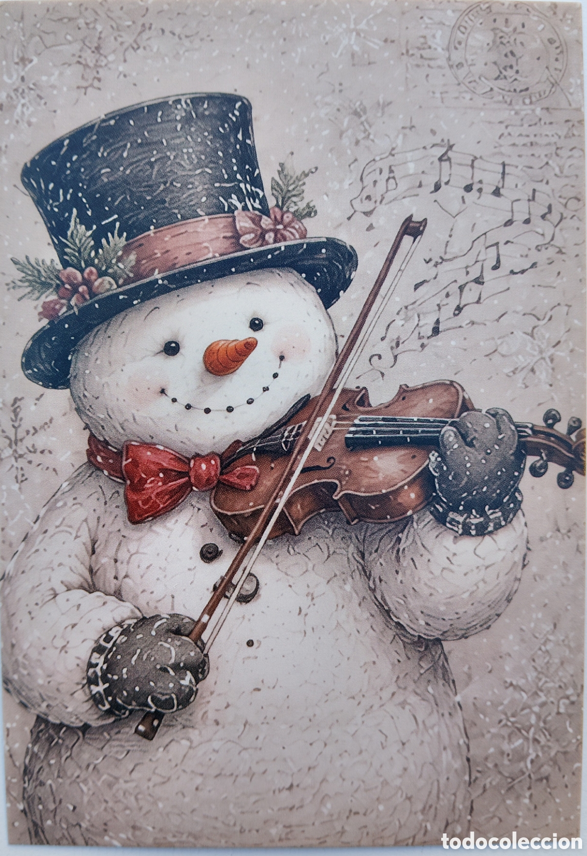 Postales: POSTAL NAVIDAD - MU&Ntilde;ECO DE NIEVE VIOL&Iacute;N - ESTILO ANTIGUO