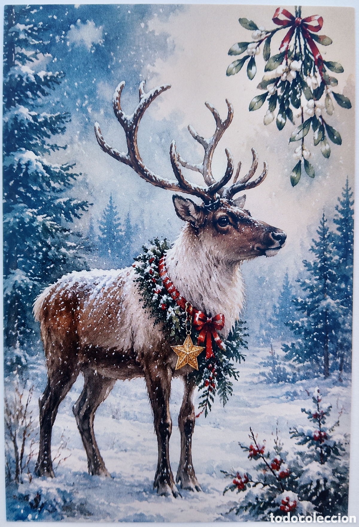 Postales: POSTAL NAVIDAD - RENO PAISAJE NEVADO - ESTILO ANTIGUO