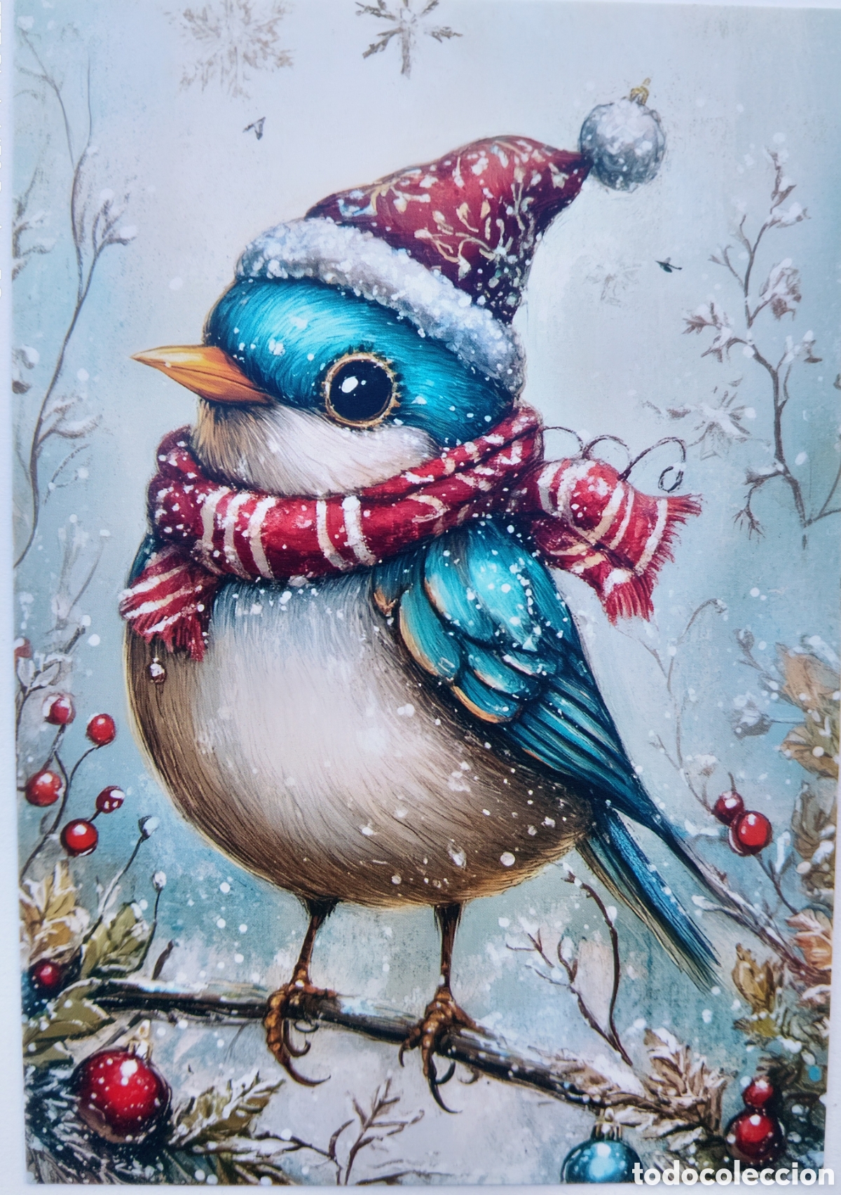 Postales: POSTAL NAVIDAD - PAJARITO ADORNOS NIEVE - ESTILO ANTIGUO