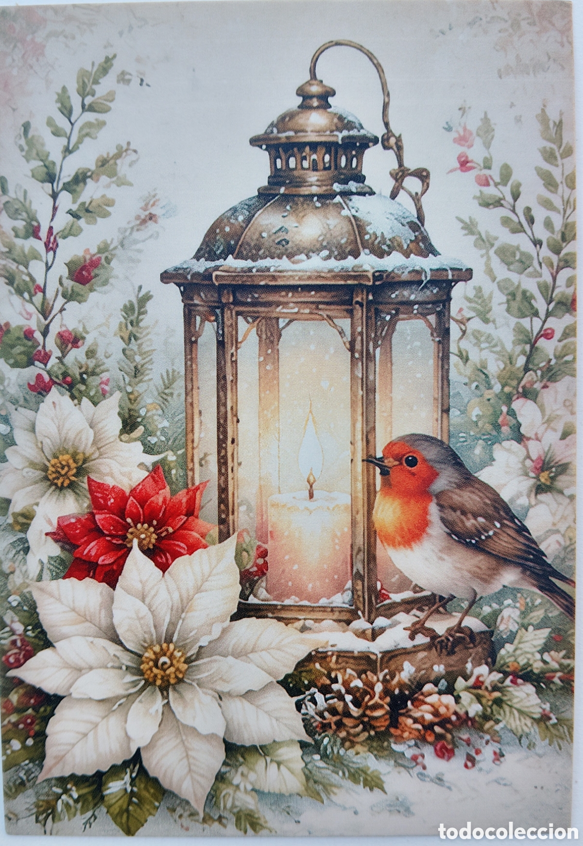 Postales: POSTAL NAVIDAD - PAJARITO FAROL ADORNOS - ESTILO ANTIGUO