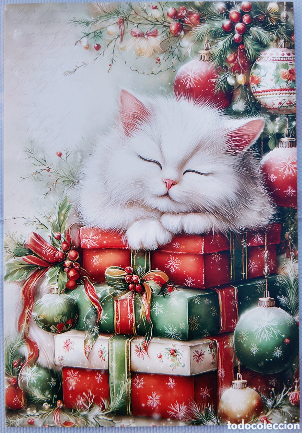 Postales: POSTAL NAVIDAD - GATO GATITO REGALOS ADORNOS NIEVE - ESTILO ANTIGUO