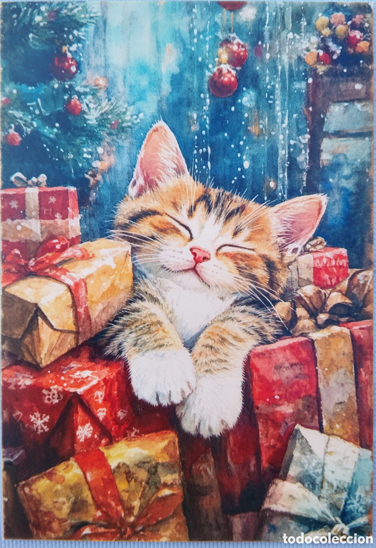 Postales: POSTAL NAVIDAD - GATO GATITO REGALOS - ESTILO ANTIGUO