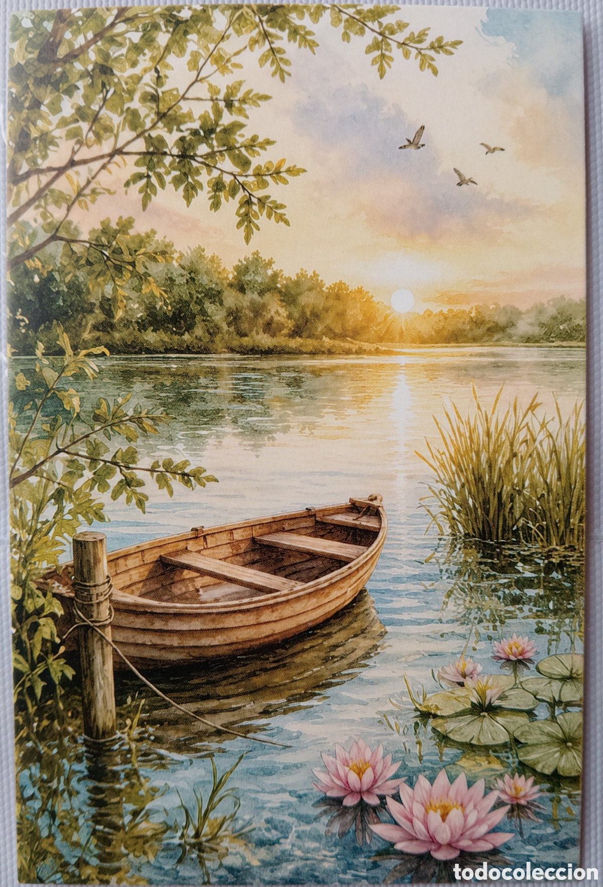 Postales: POSTAL - BARCA LAGO PAISAJE - ESTILO ANTIGUO