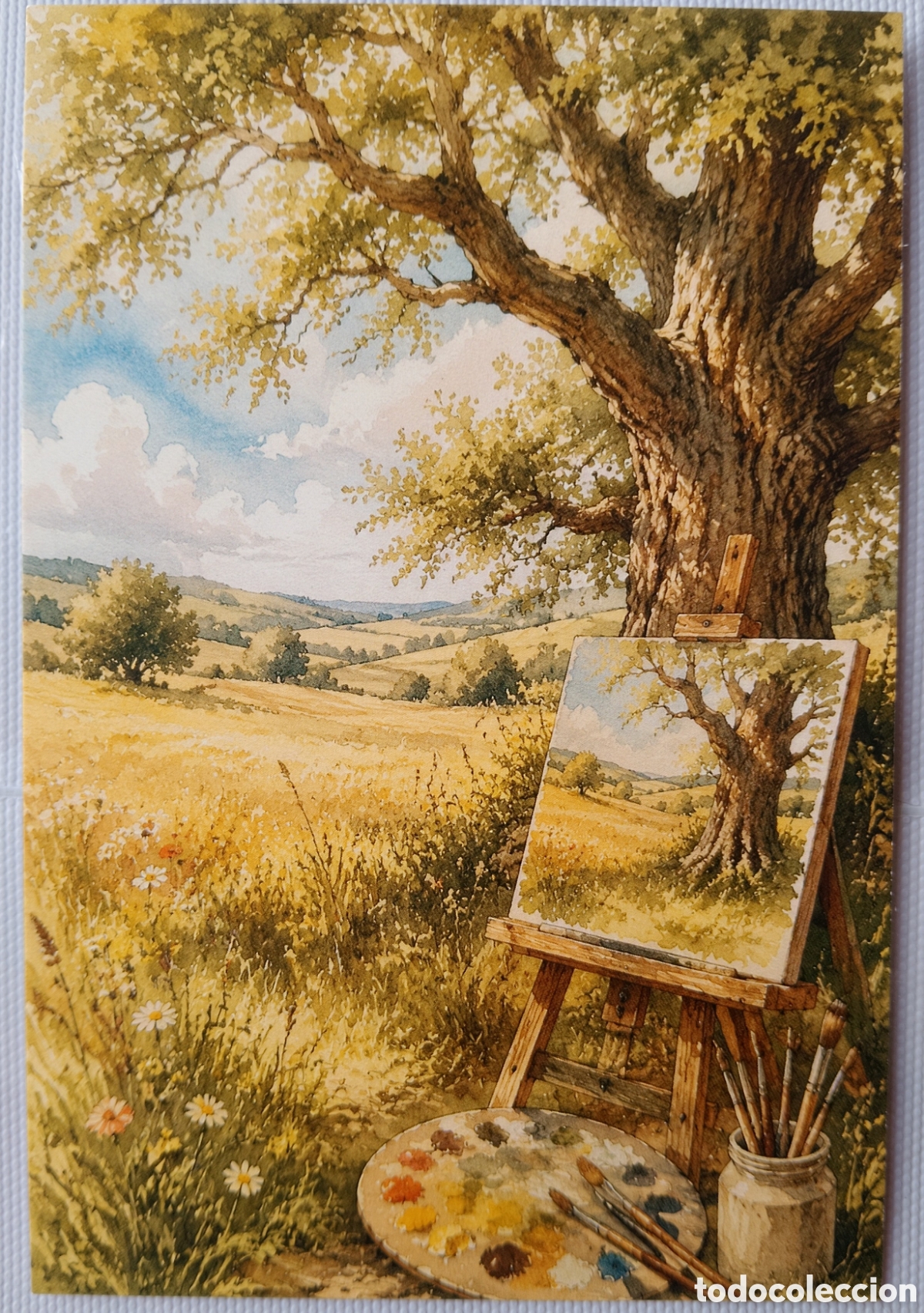Postales: POSTAL - CABALLETE LIENZO PINTURA PAISAJE - ESTILO ANTIGUO