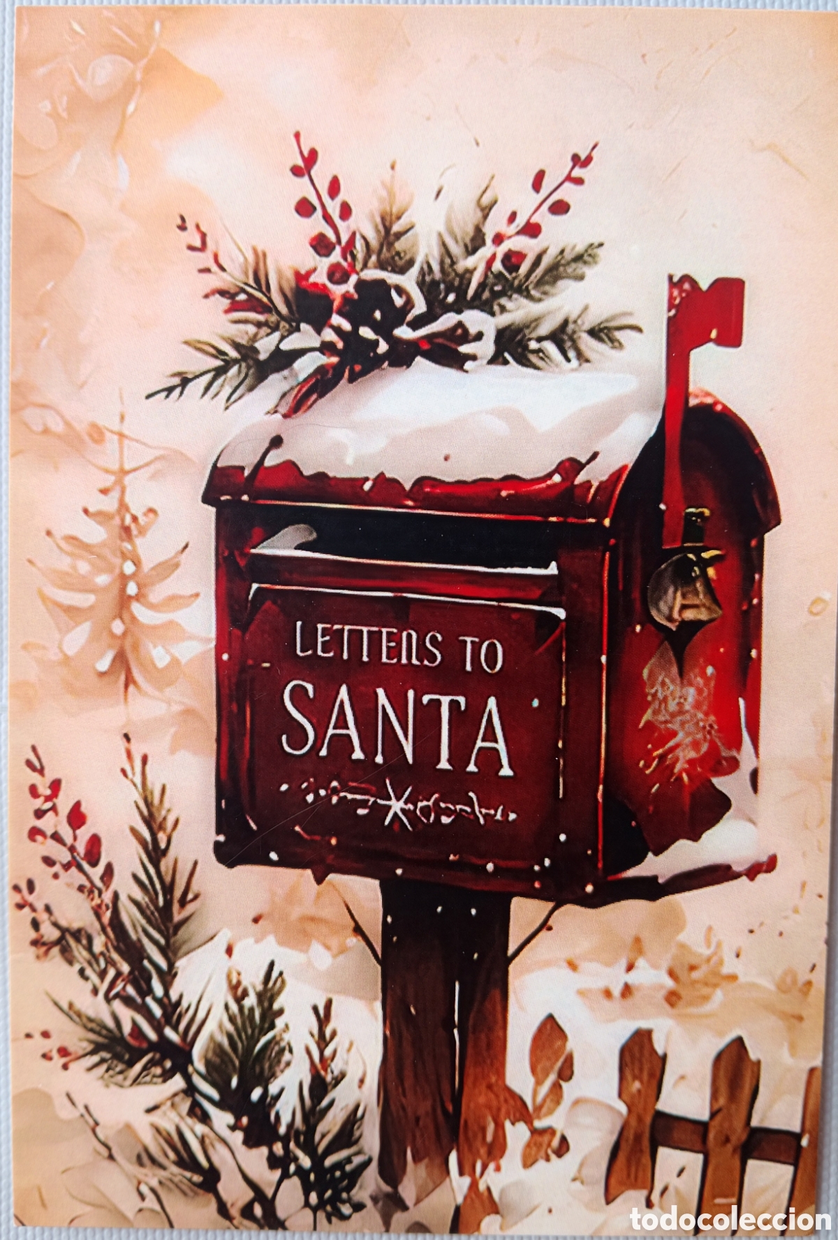 Postales: POSTAL NAVIDAD - BUZ&Oacute;N PAISAJE NEVADO - ESTILO ANTIGUO