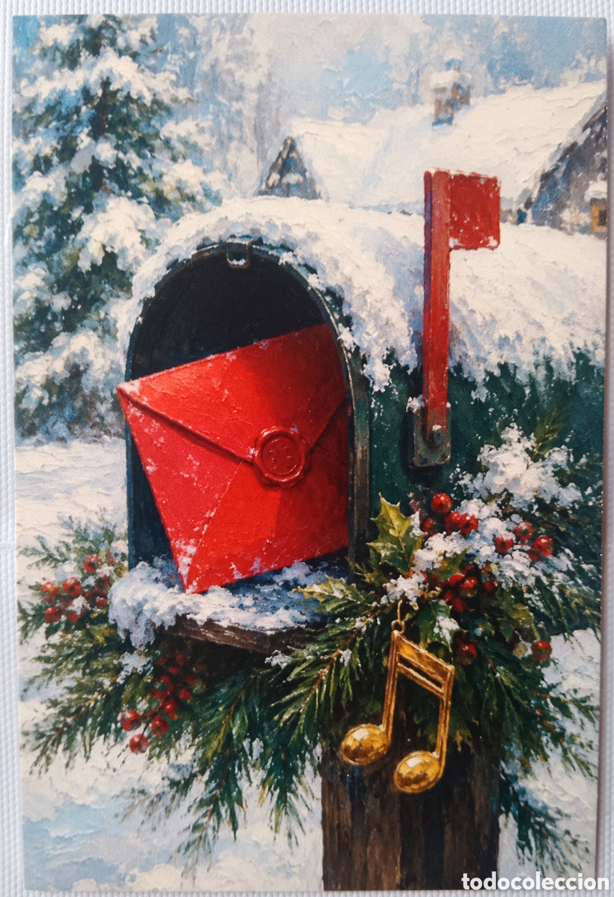 Postales: POSTAL NAVIDAD - BUZ&Oacute;N PAISAJE NEVADO - ESTILO ANTIGUO