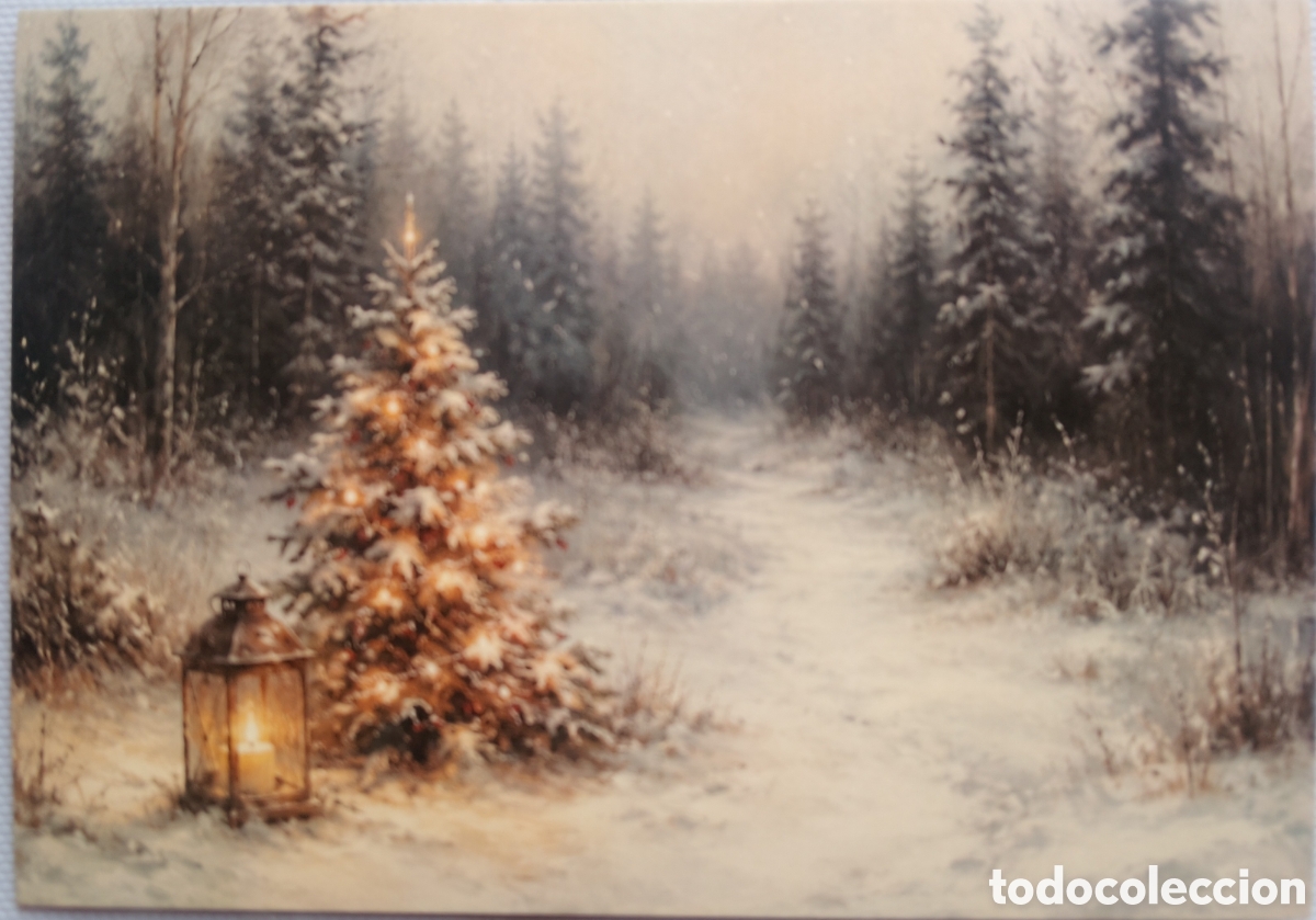 Postales: POSTAL NAVIDAD - &Aacute;RBOL PAISAJE NEVADO - ESTILO ANTIGUO