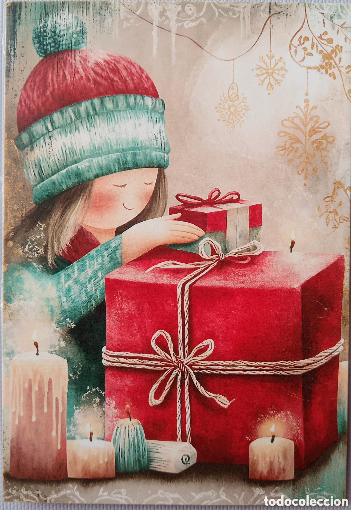 Postales: POSTAL NAVIDAD - NI&Ntilde;A REGALOS VELAS - ESTILO ANTIGUO