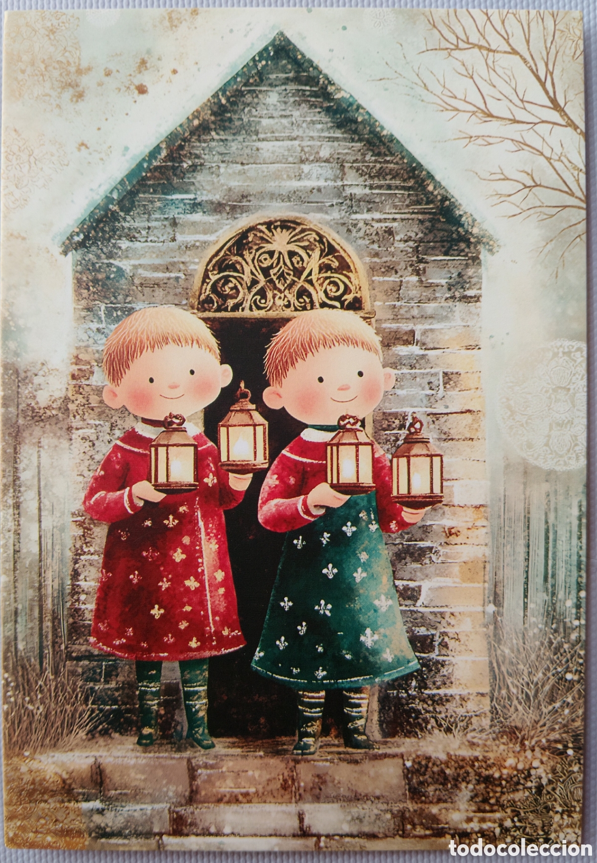 Postales: POSTAL NAVIDAD - NI&Ntilde;OS FAROLES - ESTILO ANTIGUO