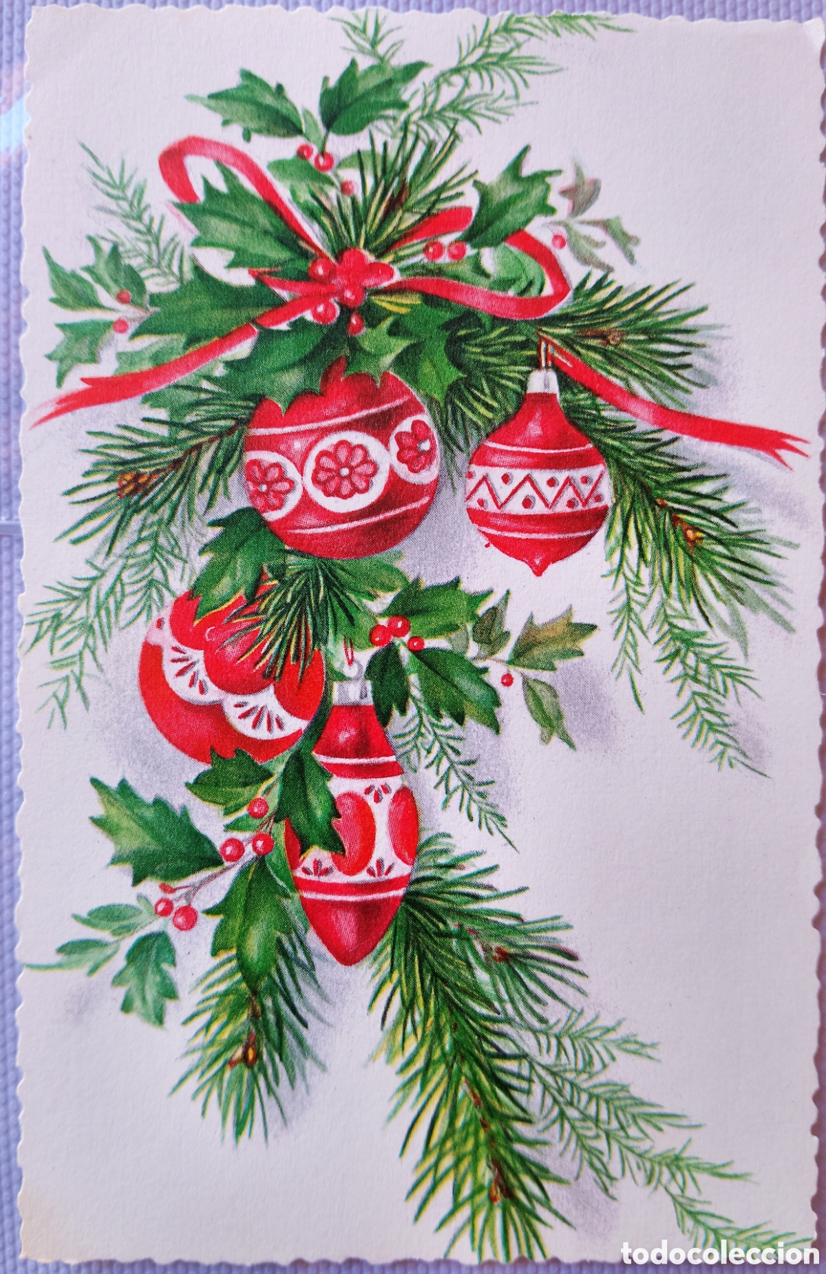 Postales: FELICITACI&Oacute;N NAVIDAD ANTIGUA - BOLAS ADORNOS