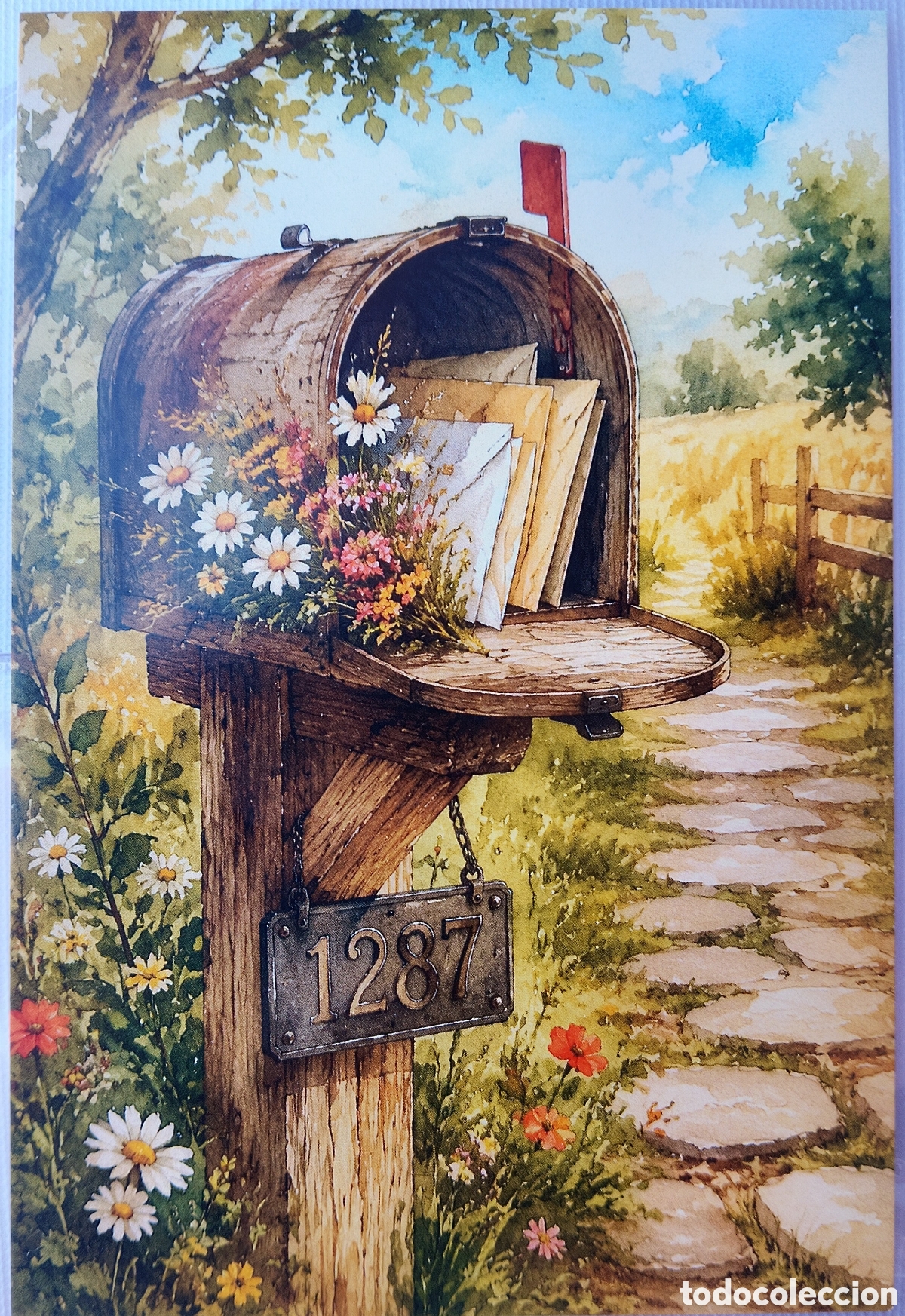 Postales: POSTAL - DETALLE BUZ&Oacute;N FLORES - ESTILO ANTIGUO