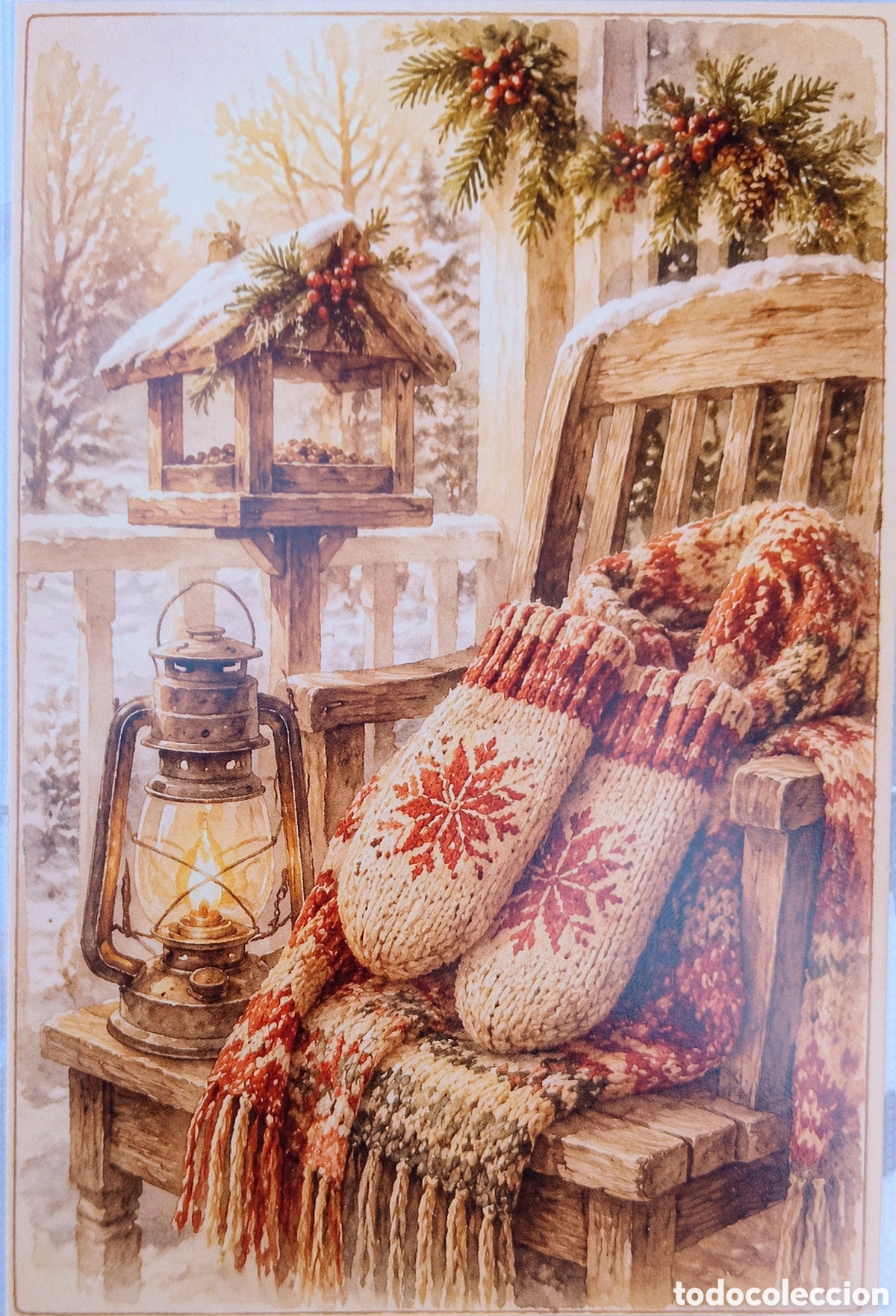 Postales: POSTAL NAVIDAD - DETALLE ENTRADA CASA PAISAJE NEVADO - ESTILO ANTIGUO