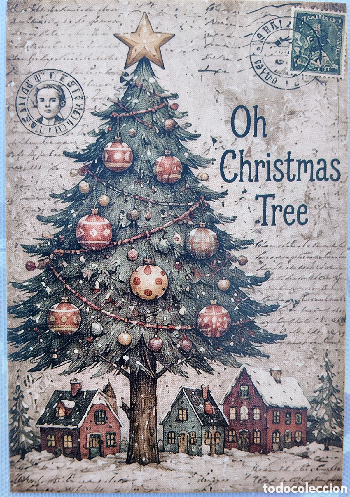 Postales: POSTAL NAVIDAD - &Aacute;RBOL PAISAJE NEVADO - ESTILO ANTIGUO