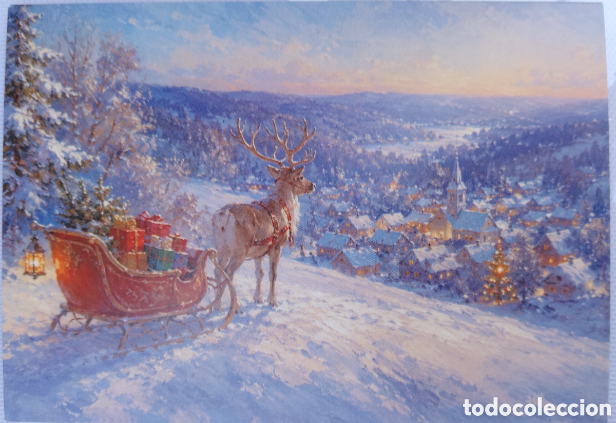 Postales: POSTAL NAVIDAD - RENO TRINEO PAISAJE NEVADO