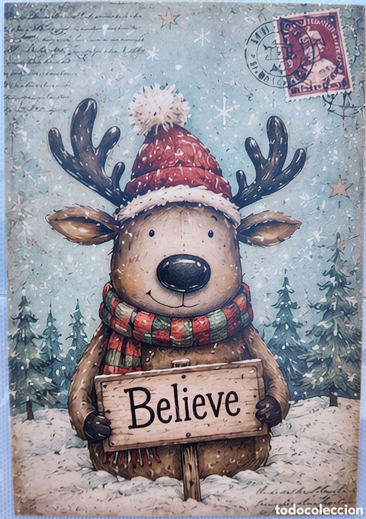 Postales: POSTAL NAVIDAD - RENO PAISAJE NEVADO - ESTILO ANTIGUO