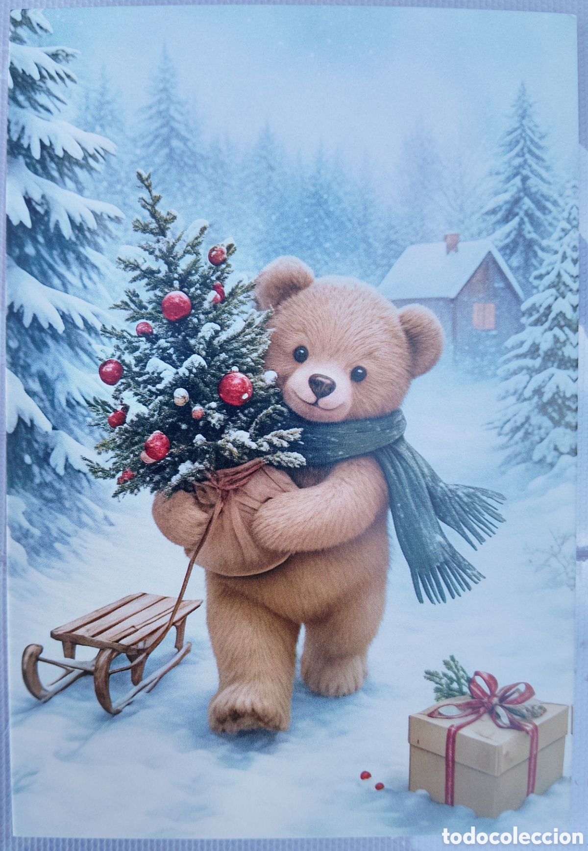 Postales: POSTAL NAVIDAD - OSO PAISAJE NEVADO - ESTILO ANTIGUO