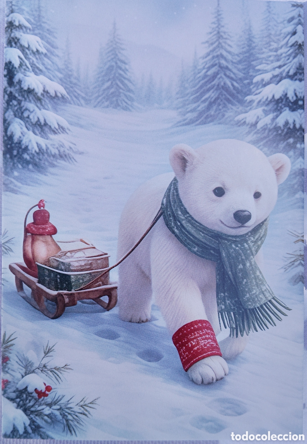 Postales: POSTAL NAVIDAD - OSO POLAR PAISAJE NEVADO - ESTILO ANTIGUO