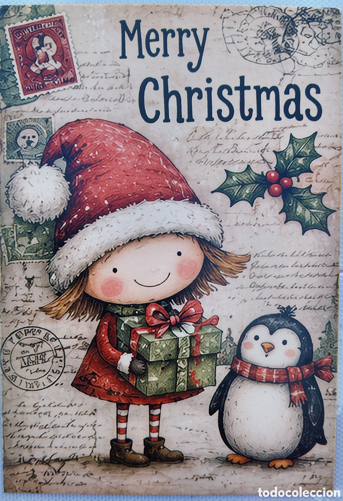 Postales: POSTAL NAVIDAD - NI&Ntilde;A PING&Uuml;INO - ESTILO ANTIGUO