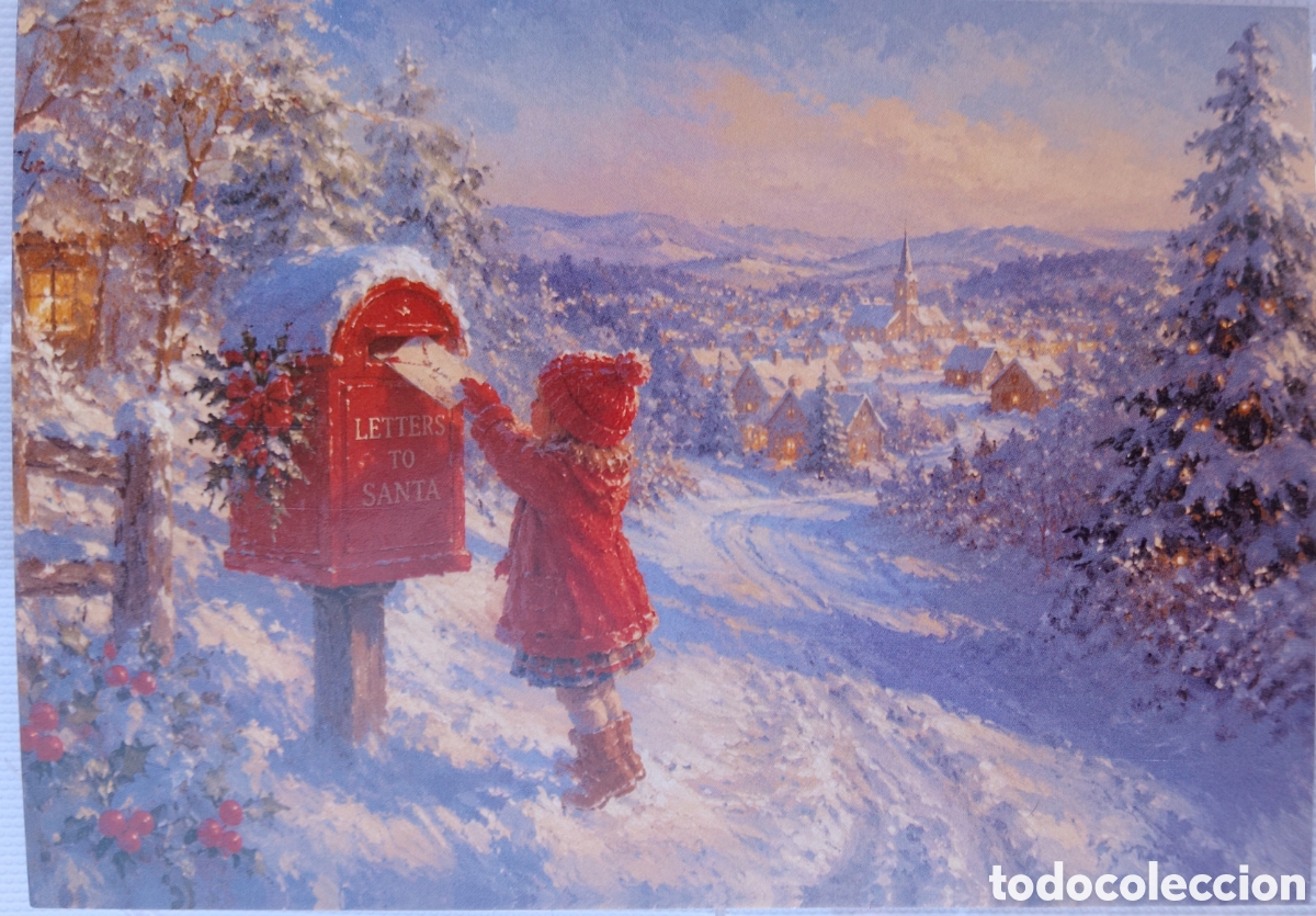 Postales: POSTAL NAVIDAD - NI&Ntilde;A BUZ&Oacute;N CARTA PAISAJE NEVADO - ESTILO ANTIGUO
