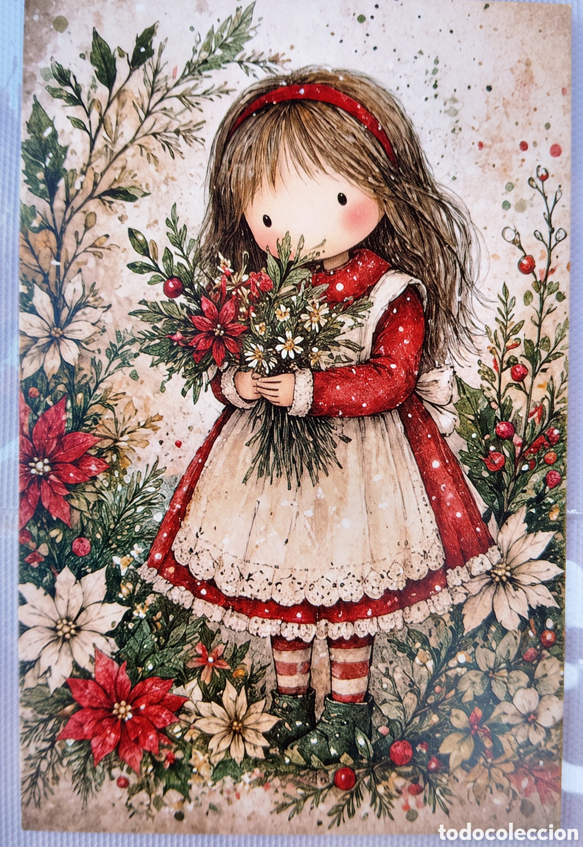 Postales: POSTAL NAVIDAD - NI&Ntilde;A FLORES - ESTILO ANTIGUO