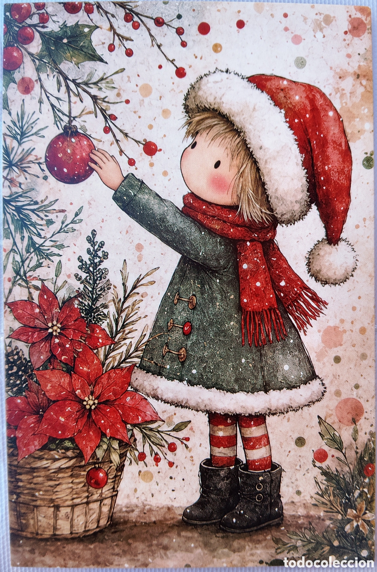 Postales: POSTAL NAVIDAD - NI&Ntilde;A &Aacute;RBOL FLORES - ESTILO ANTIGUO