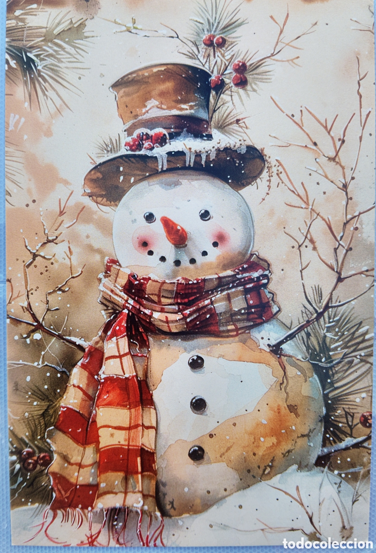 Postales: POSTAL NAVIDAD - MU&Ntilde;ECO DE NIEVE PAISAJE NEVADO - ESTILO ANTIGUO
