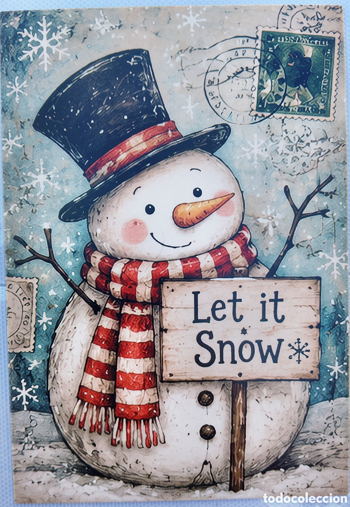 Postales: POSTAL NAVIDAD - MU&Ntilde;ECO DE NIEVE PAISAJE NEVADO - ESTILO ANTIGUO