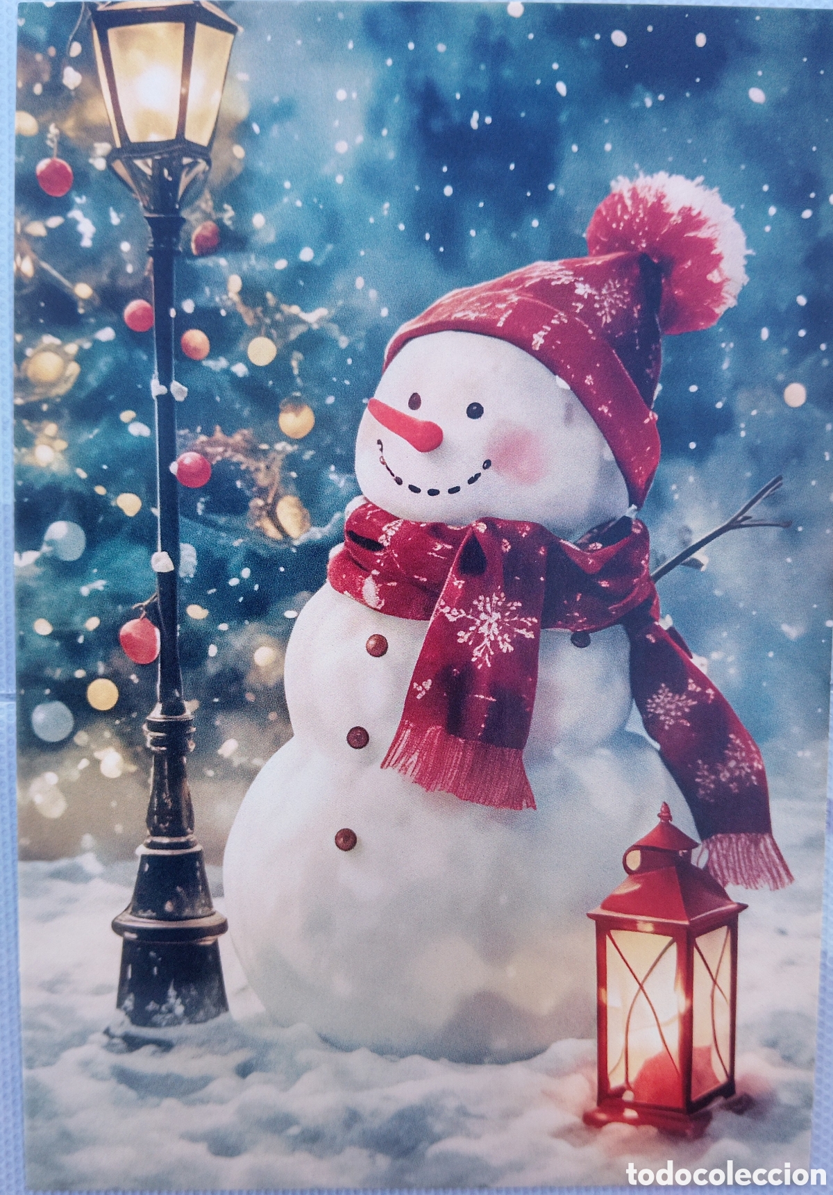 Postales: POSTAL NAVIDAD - MU&Ntilde;ECO DE NIEVE &Aacute;RBOL PAISAJE NEVADO - ESTILO ANTIGUO