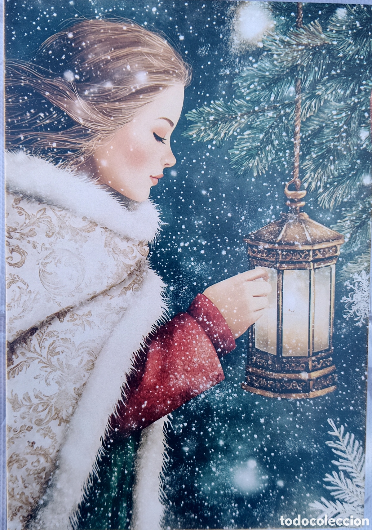 Postales: POSTAL NAVIDAD - CHICA FAROL PAISAJE NEVADO - ESTILO ANTIGUO