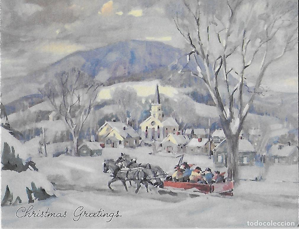 Postales: 7336S - PAISAJE NAVIDE&Ntilde;O- CARRUAJE, FAMILIA- EDICIONES GIBSON CARD (USA) DIPTICA 12,5X10,5 CM
