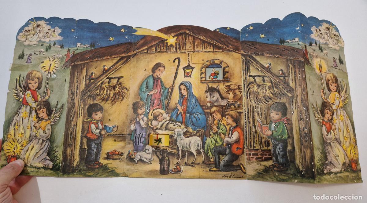 Postales: Antiguo calendario adviento pesebre navidad nacimiento belen Lore Hummel desplegable troquelado