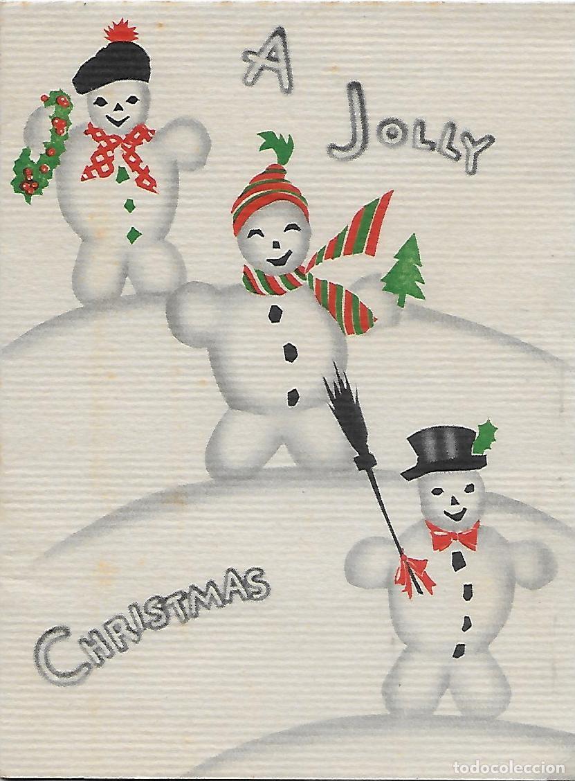 Postcards: 7344S - ANTIGUA Y BONITA FELICITACI&Oacute;N NAVIDE&Ntilde;A (USA) DIPTICA 12,8X10 CM- DIBUJO INTERIOR