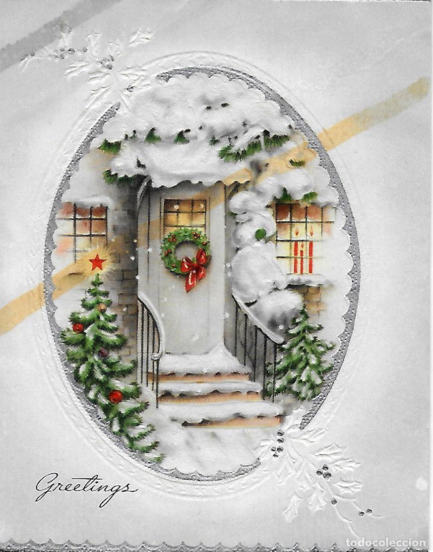 Cartes Postales: 7346S - PORTAL NAVIDE&Ntilde;O- ANTIGUA FELICITACI&Oacute;N 327C (USA) DIPTICA, RELIEVE 14X11,5 CM
