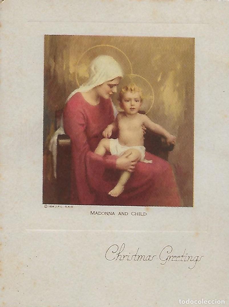 Postcards: 7361S - ANTIGUA POSTAL- VIRGEN CON NI&Ntilde;O - EDICIONES SAG (USA) DIPTICA 13,5X10,5 CM - DATA 1935