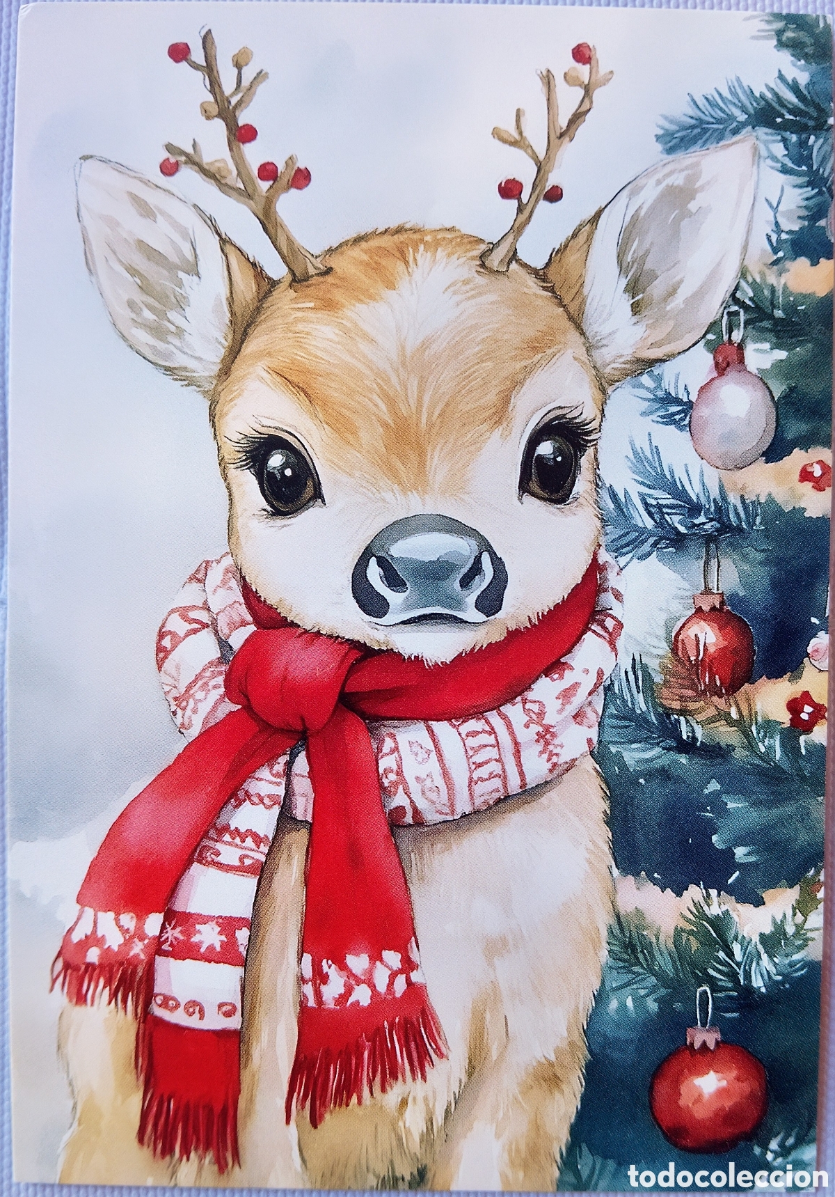 Postales: POSTAL NAVIDAD - CIERVO BAMBI &Aacute;RBOL - ESTILO ANTIGUO