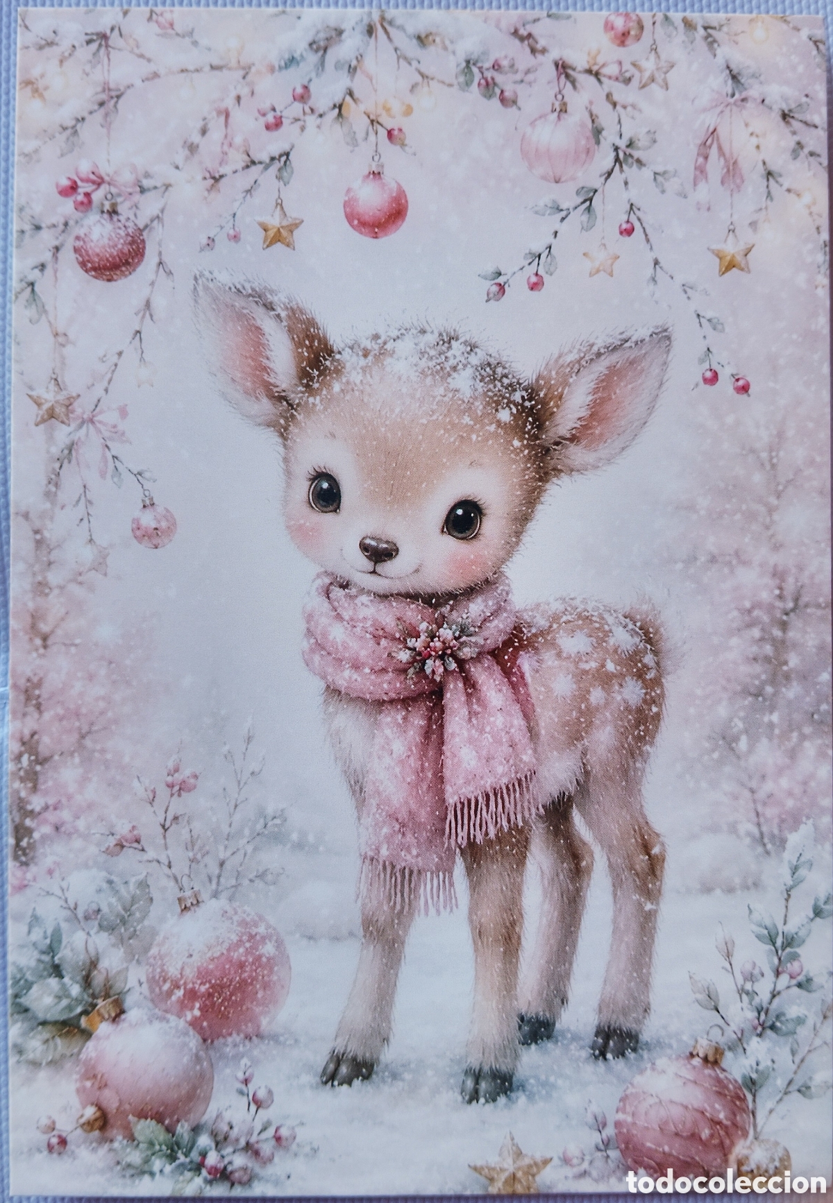 Postales: POSTAL NAVIDAD - CIERVO BAMBI PAISAJE NEVADO - ESTILO ANTIGUO